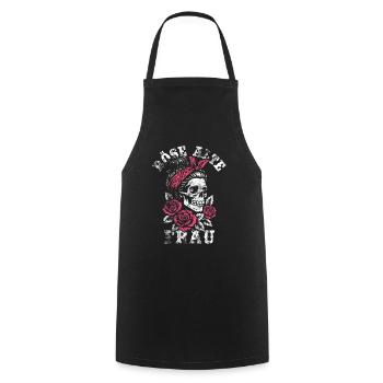 Böse alte Frau - Totenkopf - Rosen - Spruch - Kochschürze - Schwarz - Vorne - AI Model Male 185 dark (185cm)