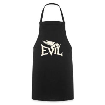 Lettrage maléfique avec ange noir - Tablier de cuisine - noir - Devant - AI Model Male 185 dark (185cm)