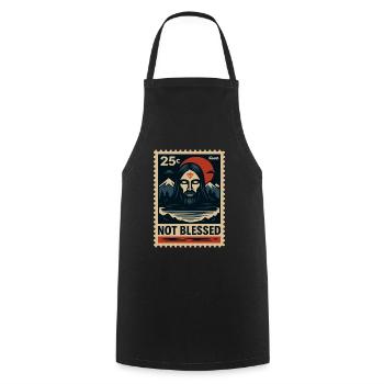 Motif d’art sombre avec non-Jésus et montagnes - Tablier de cuisine - noir - Devant - AI Model Male 185 dark (185cm)