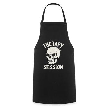Skull with Saying Therapy Session - Cooking Apron - black - Front - AI Model Male 185 dark (185cm)