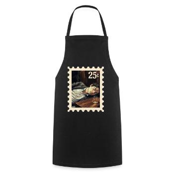 Man sleeping next to glass on table - Cooking Apron - black - Front - AI Model Male 185 dark (185cm)