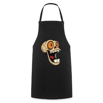 Lachender Totenkopf mit großen Augen - Kochschürze - Schwarz - Vorne - AI Model Male 185 dark (185cm)