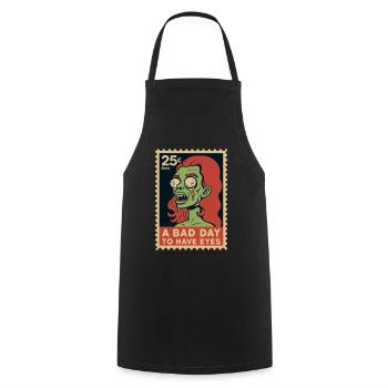 Zombie with googly eyes and saying - Cooking Apron - black - Front - AI Model Male 185 dark (185cm)