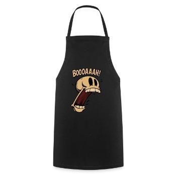 Schreiender Cartoon Totenkopf mit offenem Mund - Kochschürze - Schwarz - Vorne - AI Model Male 185 dark (185cm)