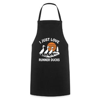 Running Ducks Sunset I Just Love Runner Ducks - Cooking Apron - black - Front - AI Model Male 185 dark (185cm)