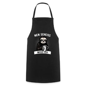 Stures Faultier - Nen Scheiß muss ich - Kaffee - Kochschürze - Schwarz - Vorne - AI Model Male 185 dark (185cm)