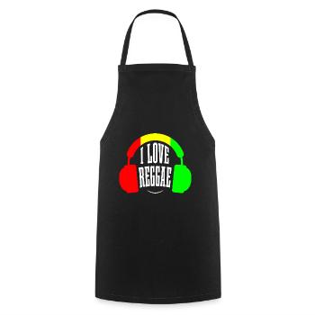 Musique reggae - Tablier de cuisine - noir - Devant - AI Model Male 185 dark (185cm)