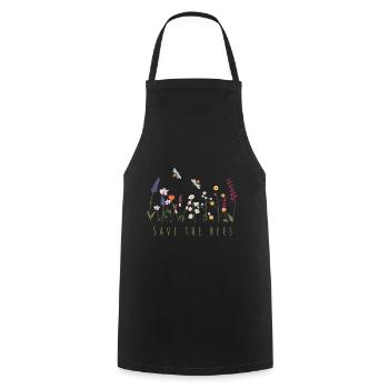 Save the Bees | Abeilles Fleurs sauvages Abeilles Animaux - Tablier de cuisine - noir - Devant - AI Model Male 185 dark (185cm)