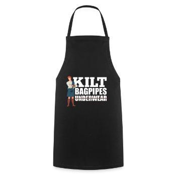 Kilt Dudelsack Unterwäsche Schottische Checkliste - Kochschürze - Schwarz - Vorne - AI Model Male 185 dark (185cm)