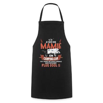 Mamie Camping-car Vacances Retraite Cool Voyage - Tablier de cuisine - noir - Devant - AI Model Male 185 dark (185cm)