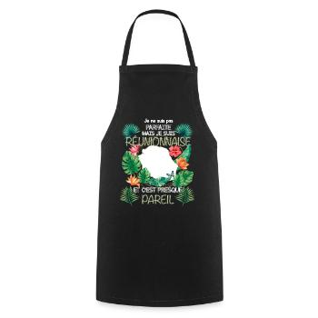 Je Suis Réunionnaise Cadeau Drôle Femme - Tablier de cuisine - noir - Devant - AI Model Male 185 dark (185cm)