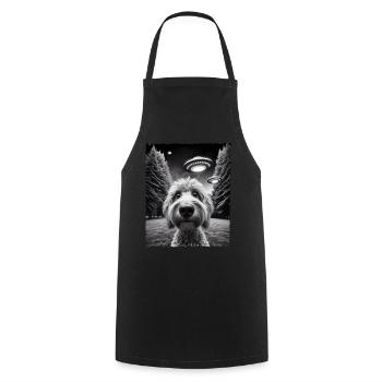 Funny Doodle Dog UFO encounter selfie - Cooking Apron - black - Front - AI Model Male 185 dark (185cm)