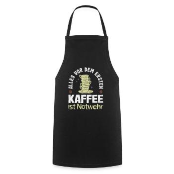 Everything before the first coffee is self-defense coffee - Cooking Apron - black - Front - AI Model Male 185 dark (185cm)