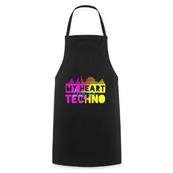 Techno-Beats - Kochschürze - Schwarz - Vorne - AI Model Male 185 dark (185cm)