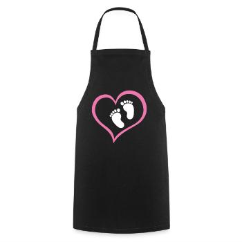 Baby Girl Footprint with Heart - Cooking Apron - black - Front - AI Model Male 185 dark (185cm)