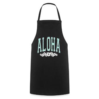 Aloha - Hibiscus - Surfin Summer - Kochschürze - Schwarz - Vorne - AI Model Male 185 dark (185cm)