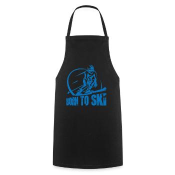 Né pour skier / Neige, Hiver - Tablier de cuisine - noir - Devant - AI Model Male 185 dark (185cm)