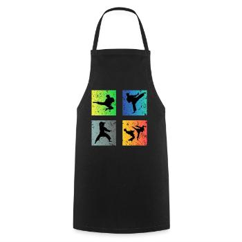 karaté - Tablier de cuisine - noir - Devant - AI Model Male 185 dark (185cm)