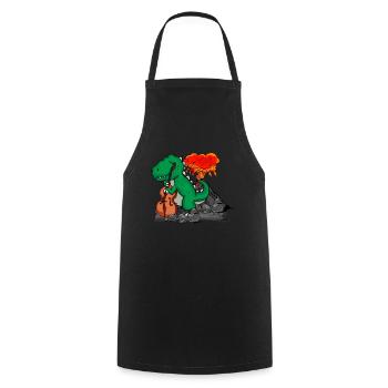 Dinosaur Musician Big Band Orchestra Double Bass - Cooking Apron - black - Front - AI Model Male 185 dark (185cm)