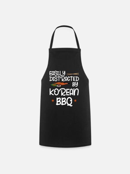 Korean BBQ, Korean Band, Korean - Cooking Apron - black