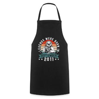Legends Were Born In September 2011 Faultier Sloth - Cooking Apron - black - Front - AI Model Male 185 dark (185cm)