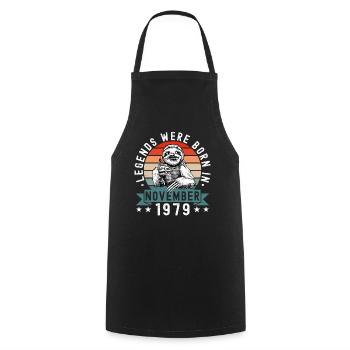 Legends Were Born In November 1979 Faultier Sloth - Cooking Apron - black - Front - AI Model Male 185 dark (185cm)