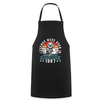 Legends Were Born In November 1987 Faultier Sloth - Cooking Apron - black - Front - AI Model Male 185 dark (185cm)