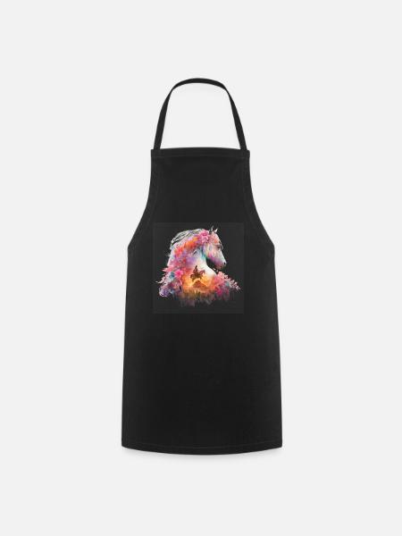 Cavalier de fleurs de cheval Western Wild Horse Mountains - Tablier de cuisine - noir