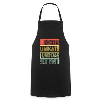 Echtes Unikat Seit 1981 Geboren 1981 Geburtstag - Kochschürze - Schwarz - Vorne - AI Model Male 185 dark (185cm)