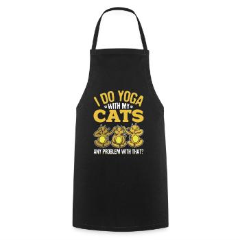 Yoga Und Katzen Meditieren Namaste Geschenk - Kochschürze - Schwarz - Vorne - AI Model Male 185 dark (185cm)