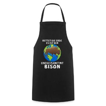 EINZIGE ERDE MIT BISON - Kochschürze - Schwarz - Vorne - AI Model Male 185 dark (185cm)