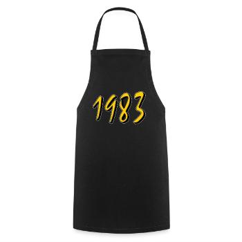BIRTHDAY YEAR 1983 - Cooking Apron - black - Front - AI Model Male 185 dark (185cm)