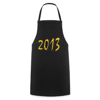 BIRTHDAY YEAR 2013 - Cooking Apron - black - Front - AI Model Male 185 dark (185cm)