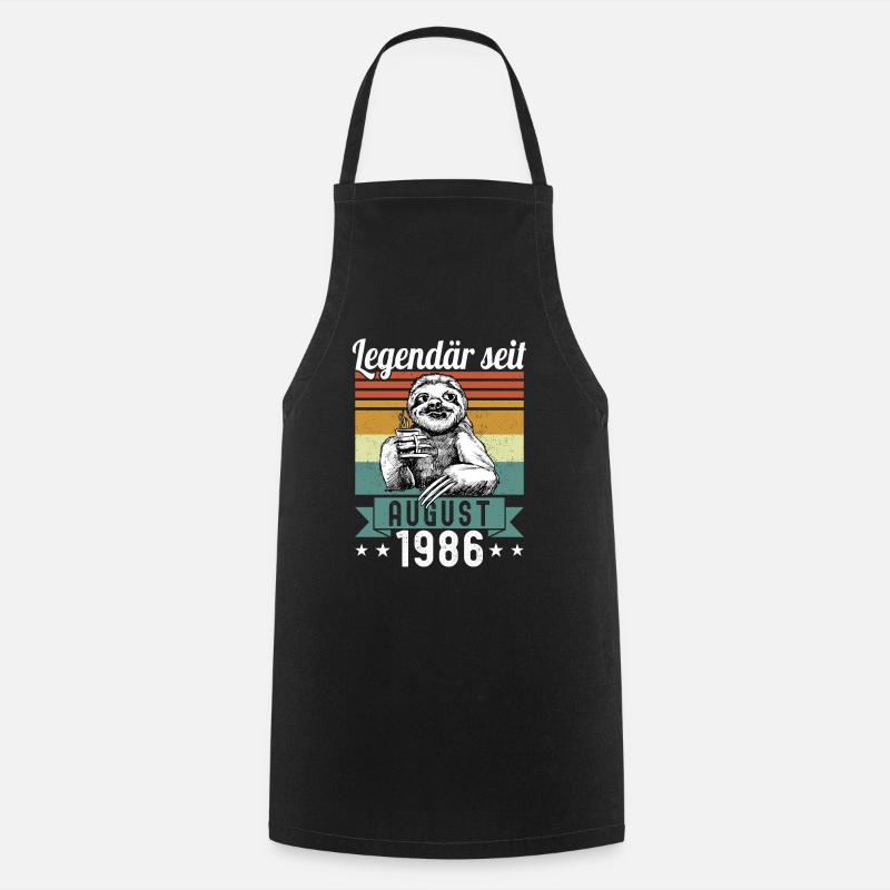 Faultier Legendär seit August 1986 Geburtstag - Kochschürze - Schwarz
