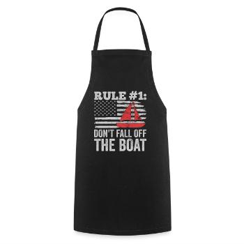 Lustiger Segelboot Spruch für den Bootkapitän - Kochschürze - Schwarz - Vorne - AI Model Male 185 dark (185cm)
