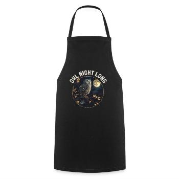 Owl Night Long Night Owl Owl Night Service - Cooking Apron - black - Front - AI Model Male 185 dark (185cm)