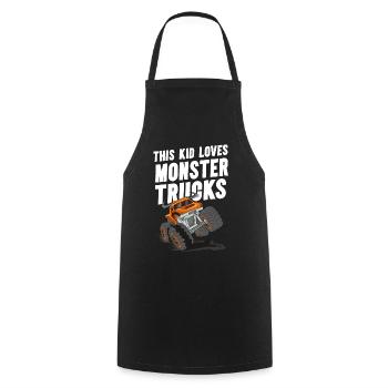This kid loves monster trucks - Cooking Apron - black - Front - AI Model Male 185 dark (185cm)