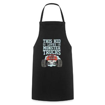 This kid loves monster trucks - Cooking Apron - black - Front - AI Model Male 185 dark (185cm)