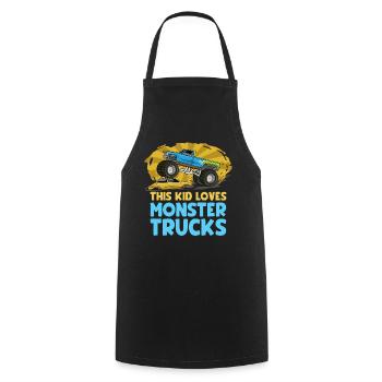This kid loves monster trucks - Cooking Apron - black - Front - AI Model Male 185 dark (185cm)