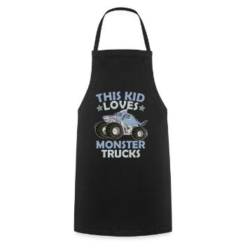 This kid loves monster trucks - Cooking Apron - black - Front - AI Model Male 185 dark (185cm)