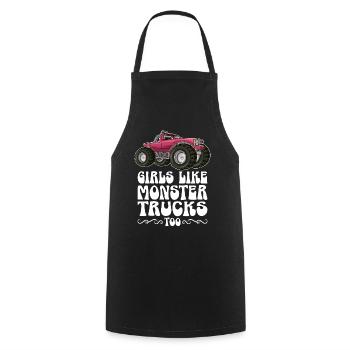 Girls also like monster trucks girls monsters - Cooking Apron - black - Front - AI Model Male 185 dark (185cm)