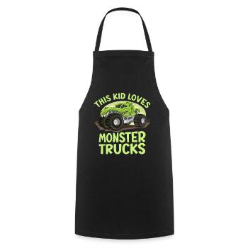 This kid loves monster trucks - Cooking Apron - black - Front - AI Model Male 185 dark (185cm)