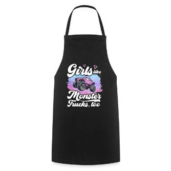 Girls also like monster trucks girls monsters - Cooking Apron - black - Front - AI Model Male 185 dark (185cm)