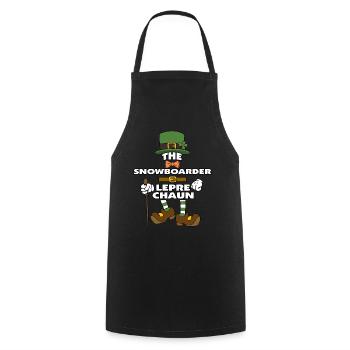 The Snowboarder Leprechaun St Patrick's Day - Cooking Apron - black - Front - AI Model Male 185 dark (185cm)