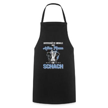 Lustig Alter Mann Schach Schachspieler - Kochschürze - Schwarz - Vorne - AI Model Male 185 dark (185cm)