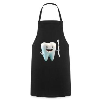 Happy Smiling Molar molar molar with toothbrush - Cooking Apron - black - Front - AI Model Male 185 dark (185cm)