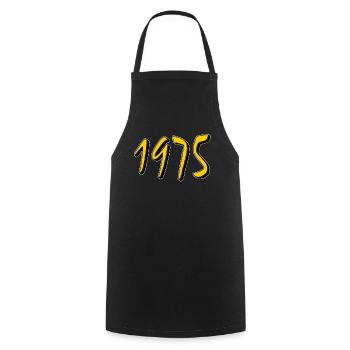 BIRTHDAY YEAR 1975 - Cooking Apron - black - Front - AI Model Male 185 dark (185cm)