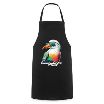 Timmendorfer Strand Holiday Seagull with Sunglasses - Cooking Apron - black - Front - AI Model Male 185 dark (185cm)