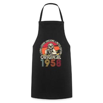 1958 Birthday vintage vintage sloth gift - Cooking Apron - black - Front - AI Model Male 185 dark (185cm)