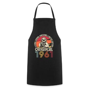 1961 Birthday vintage vintage sloth gift - Cooking Apron - black - Front - AI Model Male 185 dark (185cm)